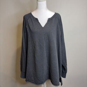 Terra & Sky Sweatshirt Sz 4X Women's Dark Gray Raw Hem & Neck Distressed Grunge